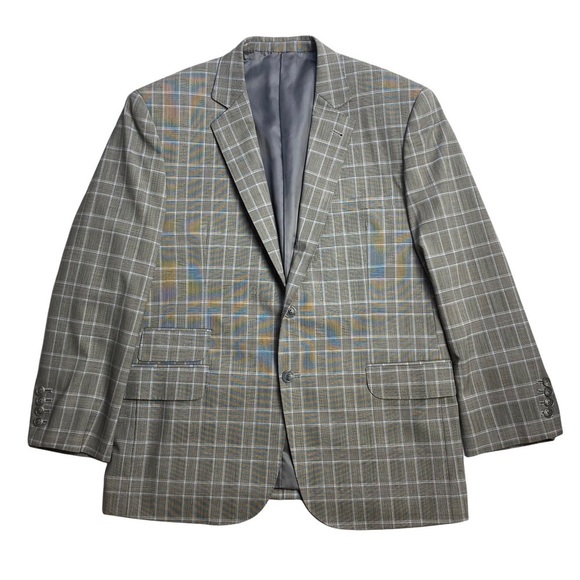 Alba Grey & Blue Plaid Cashmere two button double vent Sport Coat